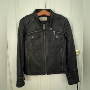 Michael Kors black leather moto jacket, sz M